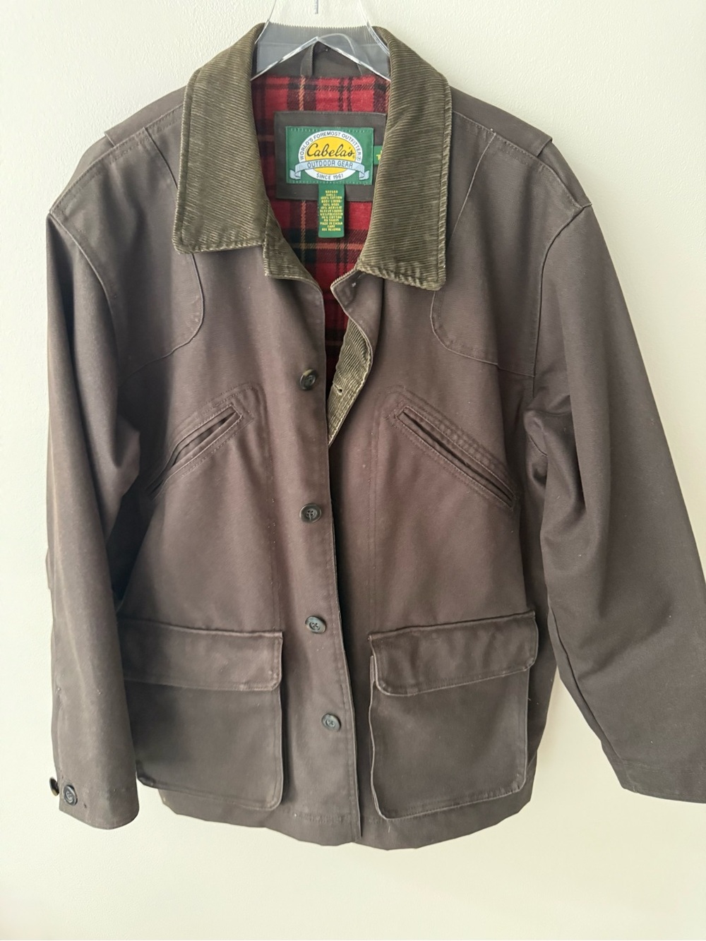 CABELA’S L Brown Barn Field Jacket flannel lining